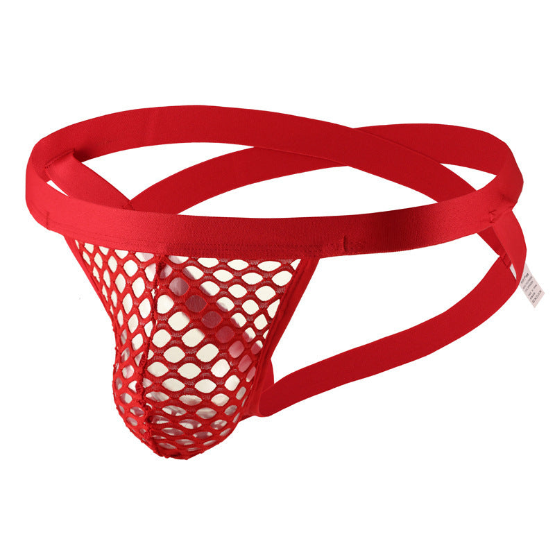 Men's Underwear T-back Lace Mesh Double G-string