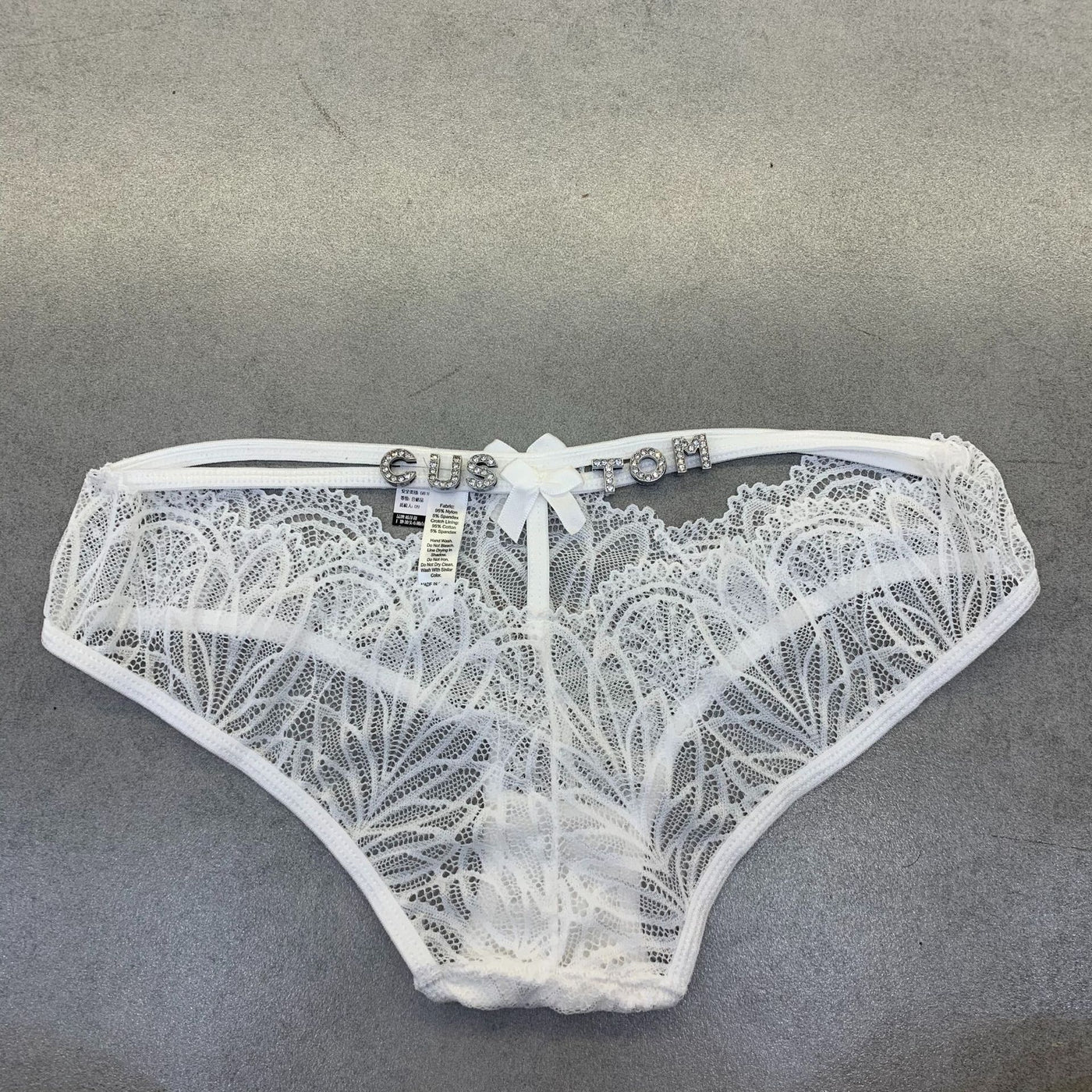 Women's Fashion Rhinestone Letter Full Sheer Thongs