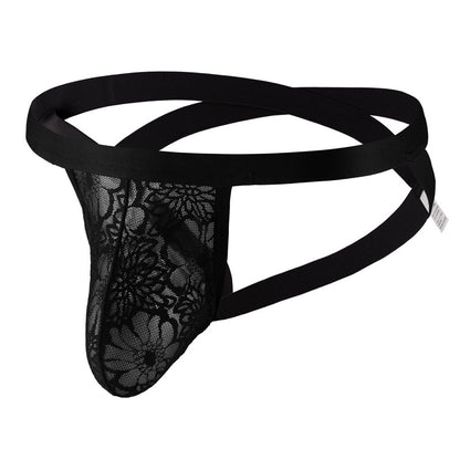 Men's Underwear T-back Lace Mesh Double G-string