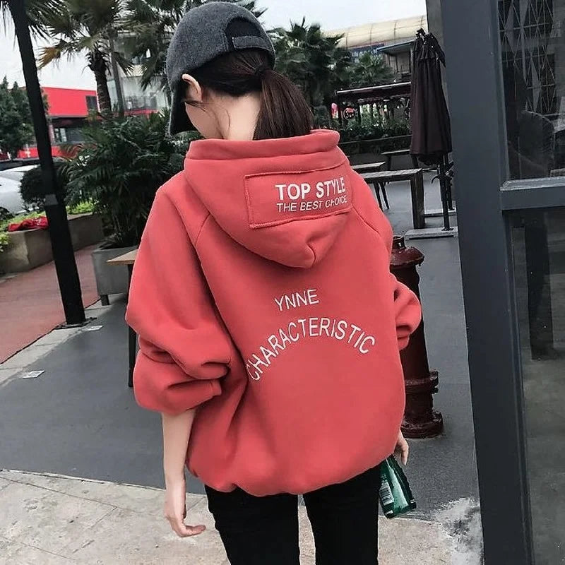 Aesthetic Hoodie Anime Korean Fashion Casual Hoodies for Women Hooded Sweatshirt Graphic Female Streetwear Tops Loose Winter New
