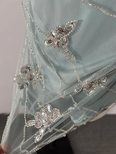 Crop Tank Top Women New Summer High-end Advanced Sexy Designed Niche Chic Temperature Irregular Sequin Mesh Suspender Vest