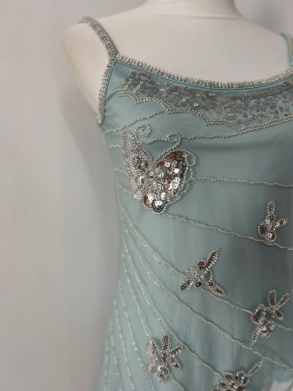 Crop Tank Top Women New Summer High-end Advanced Sexy Designed Niche Chic Temperature Irregular Sequin Mesh Suspender Vest