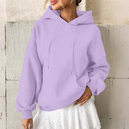 YHOPE Women's Hoodie Casual Fashion Long Sleeved Solid Color Hooded Hoodie