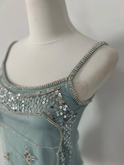 Crop Tank Top Women New Summer High-end Advanced Sexy Designed Niche Chic Temperature Irregular Sequin Mesh Suspender Vest