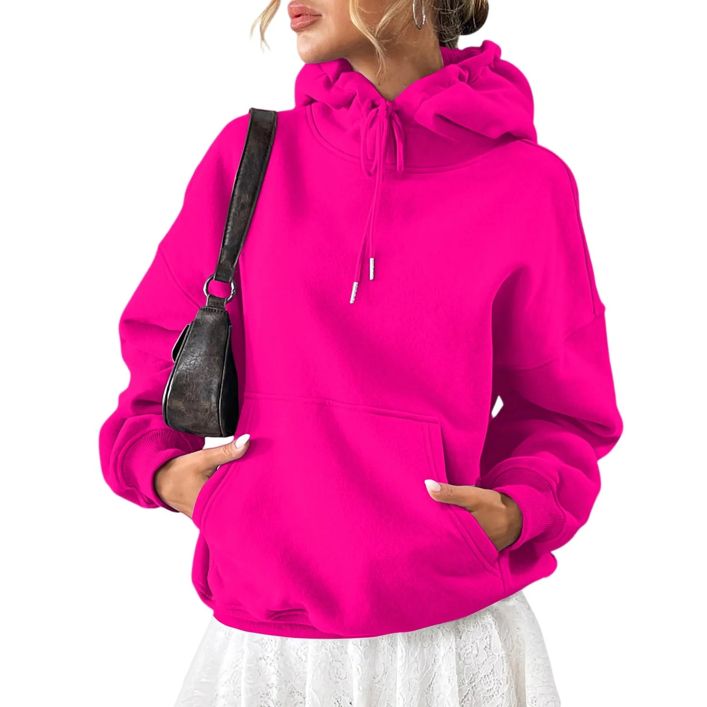 YHOPE Women's Hoodie Casual Fashion Long Sleeved Solid Color Hooded Hoodie