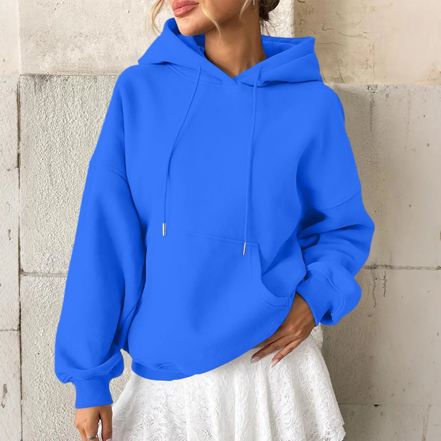 YHOPE Women's Hoodie Casual Fashion Long Sleeved Solid Color Hooded Hoodie