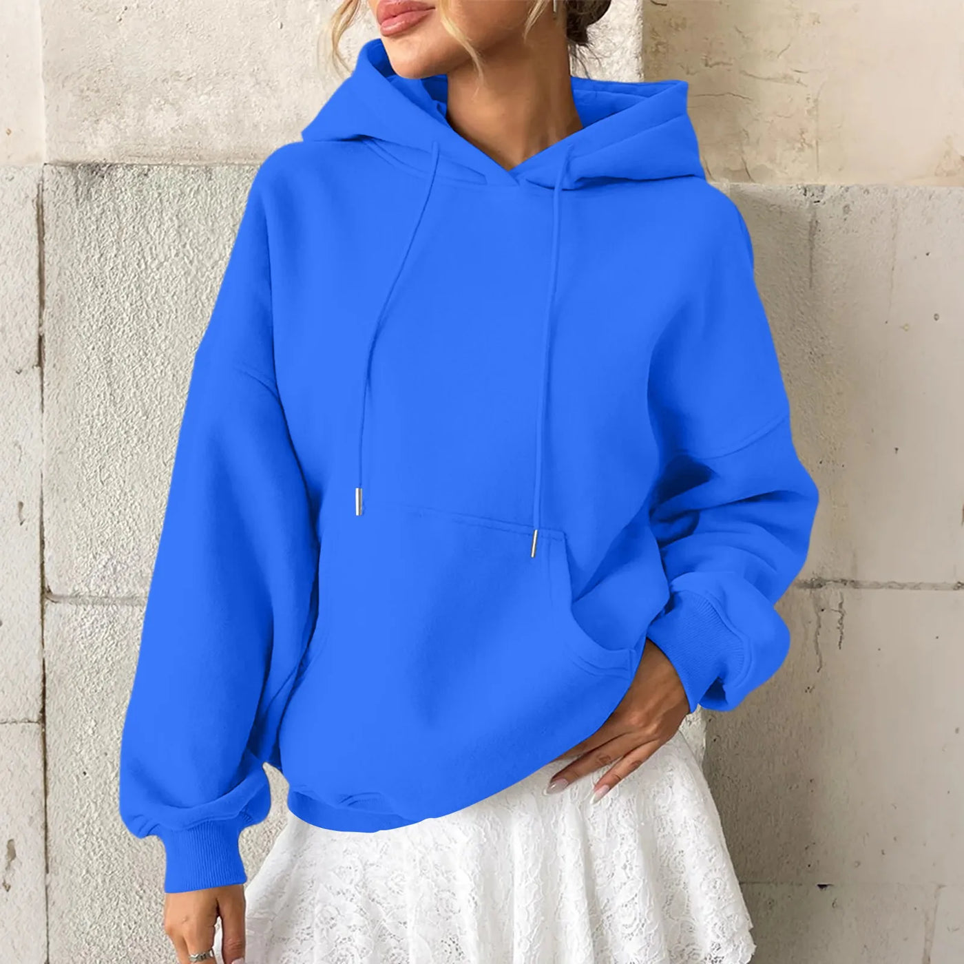 YHOPE Women's Hoodie Casual Fashion Long Sleeved Solid Color Hooded Hoodie