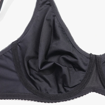 Beauwear Underwire Bra for Big Breasts by THONGSFORALL, unlined black bra, perfect for plus-size comfort and support.