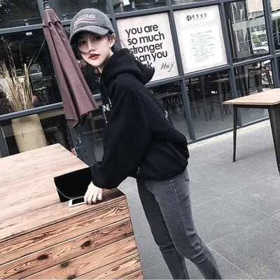Aesthetic Hoodie Anime Korean Fashion Casual Hoodies for Women Hooded Sweatshirt Graphic Female Streetwear Tops Loose Winter New
