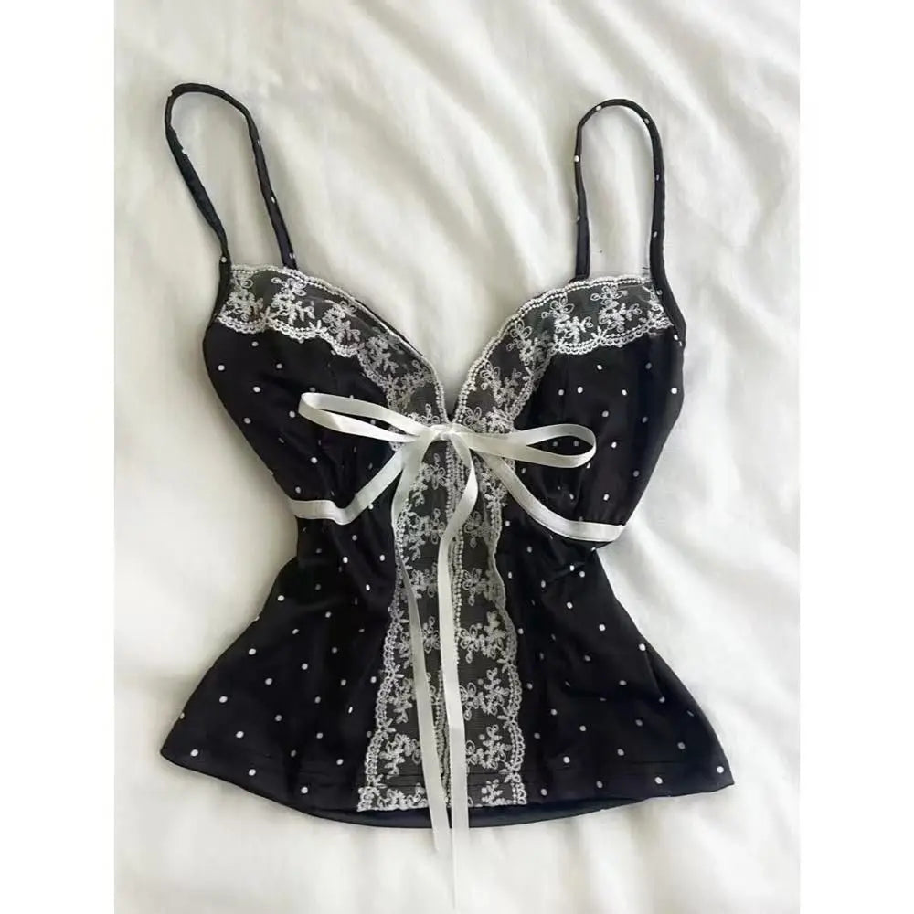 Aesthetic Crop Top Women Clothes Kawaii Cute Lace Slim Harajuku Flower Sweet Girl Corset Tops 2025 Sexy Y2k Tank Punk Clothing