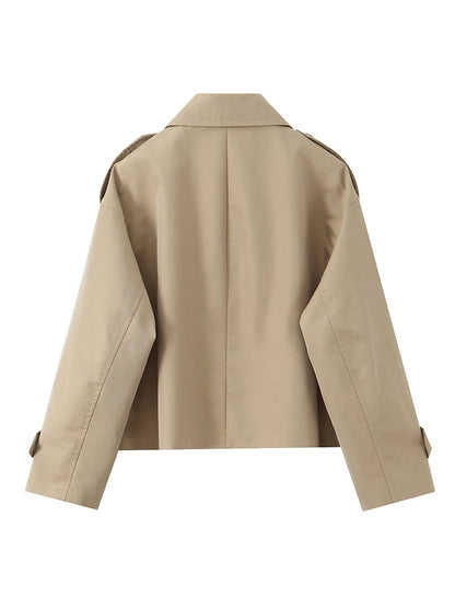 Women Jacket 2025 Autumn Winter Solid Color Long Sleeve Double-Breasted Windcoat style Jackets Coat Woman Casual New Outerwear