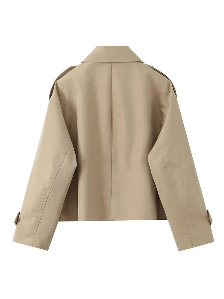 Women Jacket 2025 Autumn Winter Solid Color Long Sleeve Double-Breasted Windcoat style Jackets Coat Woman Casual New Outerwear