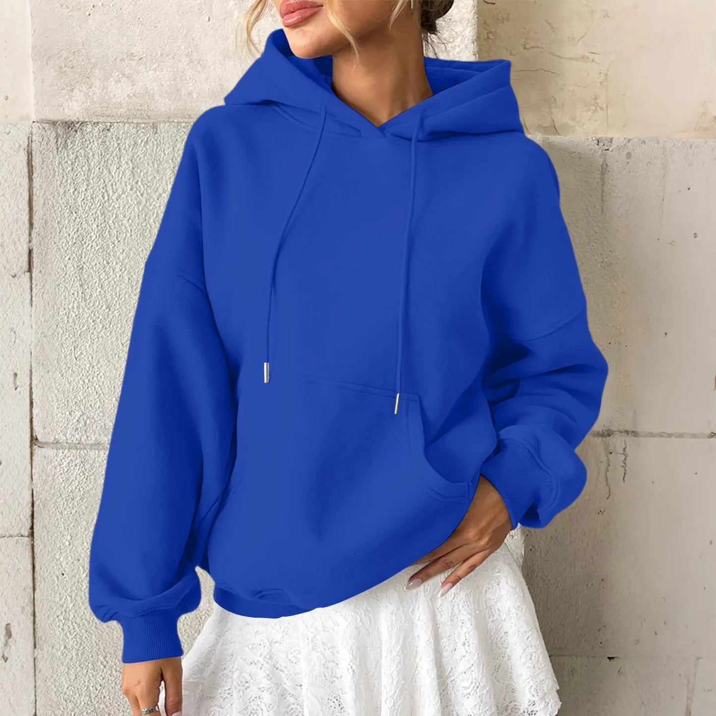YHOPE Women's Hoodie Casual Fashion Long Sleeved Solid Color Hooded Hoodie