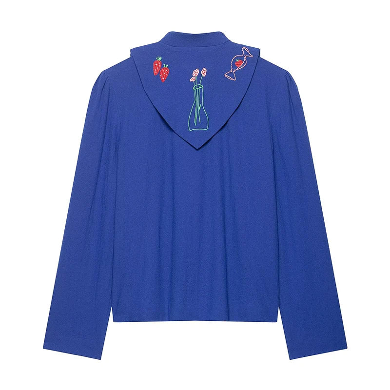 Women Jacket 2025 Women's Fashion Embroidery Loose Short Coat Long Sleeve Jackets Streetwear Casual New Outerwears