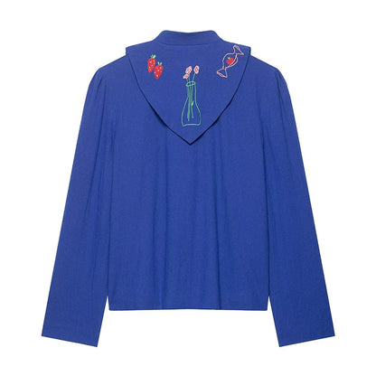 Women Jacket 2025 Women's Fashion Embroidery Loose Short Coat Long Sleeve Jackets Streetwear Casual New Outerwears