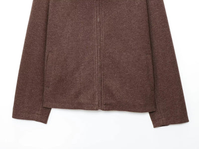 Women's Jacket New Fall Brown Long Sleeve Lapel Woolen Jacket Texture Jacket Casual Fashion Personality Versatile