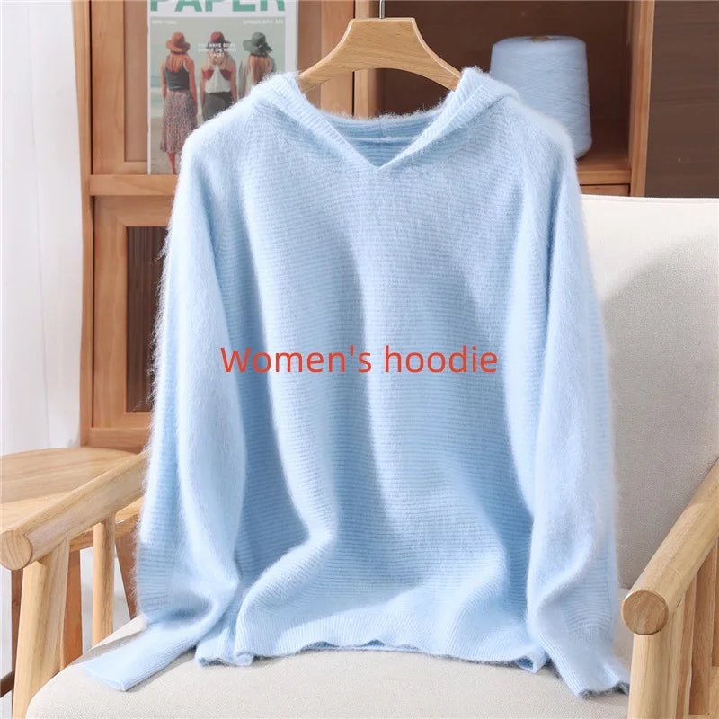 Women's hoodie, new autumn and winter sweaters Women's, mink cashmere knitted hooded pullover, fashionable elegant jumper top