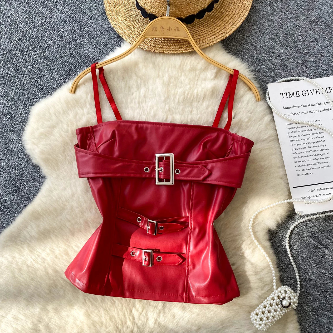 Crop Tops Sexy PU Y2k Tanks Women Clothing Fashion Summer Camis 2026 Ropa Mujer Slim Waist Irregular Backless Harajuku Vest