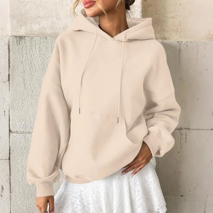 YHOPE Women's Hoodie Casual Fashion Long Sleeved Solid Color Hooded Hoodie