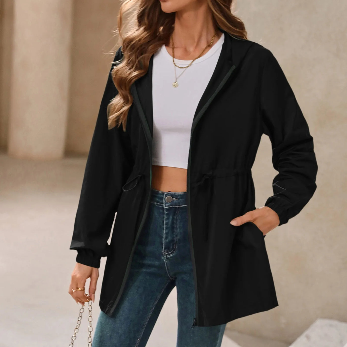 Women'S Jacket Tourism Outdoor Hiking Waterproof Rain Poncho Raincoat Hooded Rain Coat High-Quality Jackets Hiking Clothes