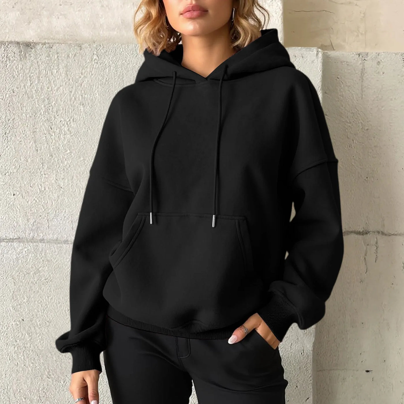 YHOPE Women's Hoodie Casual Fashion Long Sleeved Solid Color Hooded Hoodie