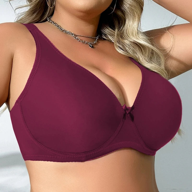 Beauwear Underwire Bra for Big Breasts by THONGSFORALL, unlined black bra, perfect for plus-size comfort and support.