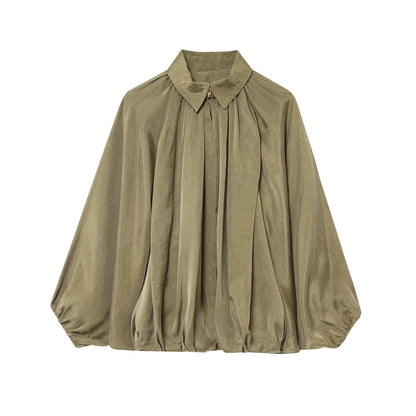 women's jacket is fashionable and simple with a lapel and zipper style puffy sleeves that exude a summer vibe