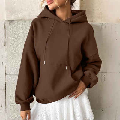 YHOPE Women's Hoodie Casual Fashion Long Sleeved Solid Color Hooded Hoodie