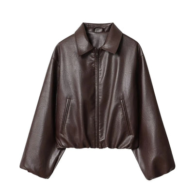 Women's Jacket - New Fall Arrival Women's Fashion Faux Leather Pilot Jacket New Arrivals