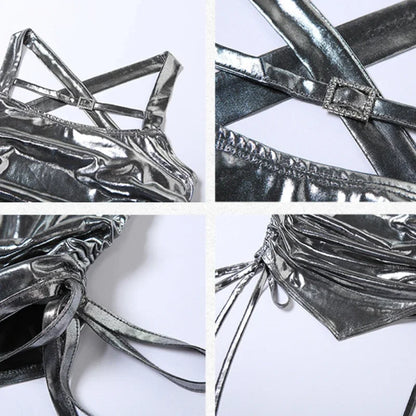 Crop Tops Camis for Women Slim Y2k Sexy Girls Shirring Design Backless Club Hotsweet Tender Korean Fashion Versatile Streetwear