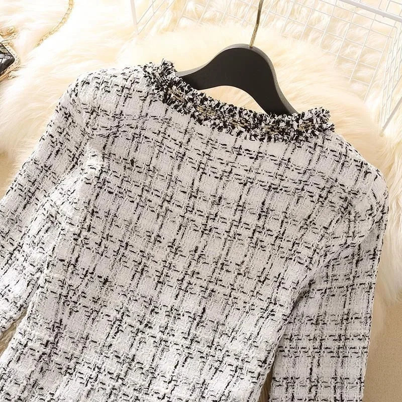 Women's Jackets  Women's Jacket Spring new Trendy Ladies Short Joker Temperament Small Fragrant Tweed Coat Tweed Coat Cardigan