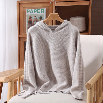 Women's hoodie, new autumn and winter sweaters Women's, mink cashmere knitted hooded pullover, fashionable elegant jumper top