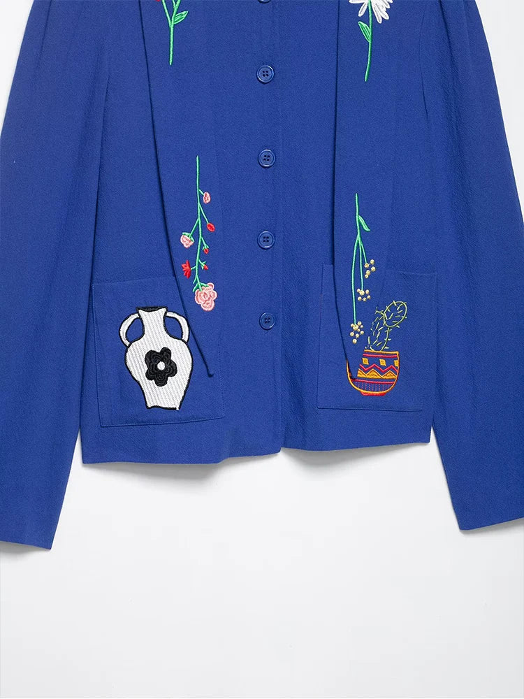 Women Jacket 2025 Women's Fashion Embroidery Loose Short Coat Long Sleeve Jackets Streetwear Casual New Outerwears