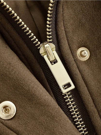 Women's Jackets 2025 Autumn Winter New Fashion Long Sleeves Double-Breasted Hooded Jacket Female High Street Elegant New Coats