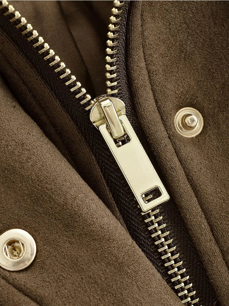 Women's Jackets 2025 Autumn Winter New Fashion Long Sleeves Double-Breasted Hooded Jacket Female High Street Elegant New Coats