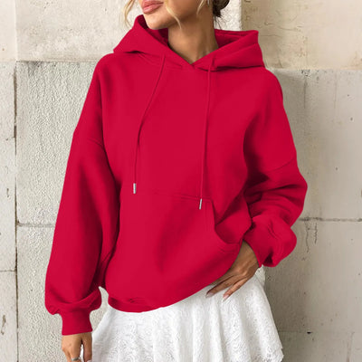 YHOPE Women's Hoodie Casual Fashion Long Sleeved Solid Color Hooded Hoodie