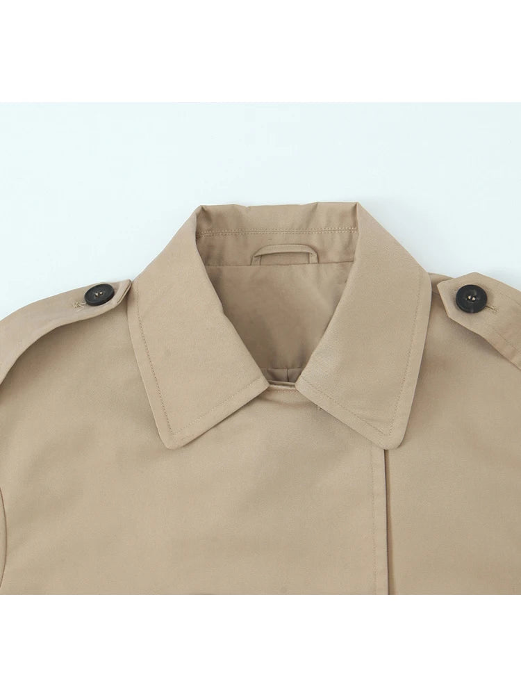 Women Jacket 2025 Autumn Winter Solid Color Long Sleeve Double-Breasted Windcoat style Jackets Coat Woman Casual New Outerwear