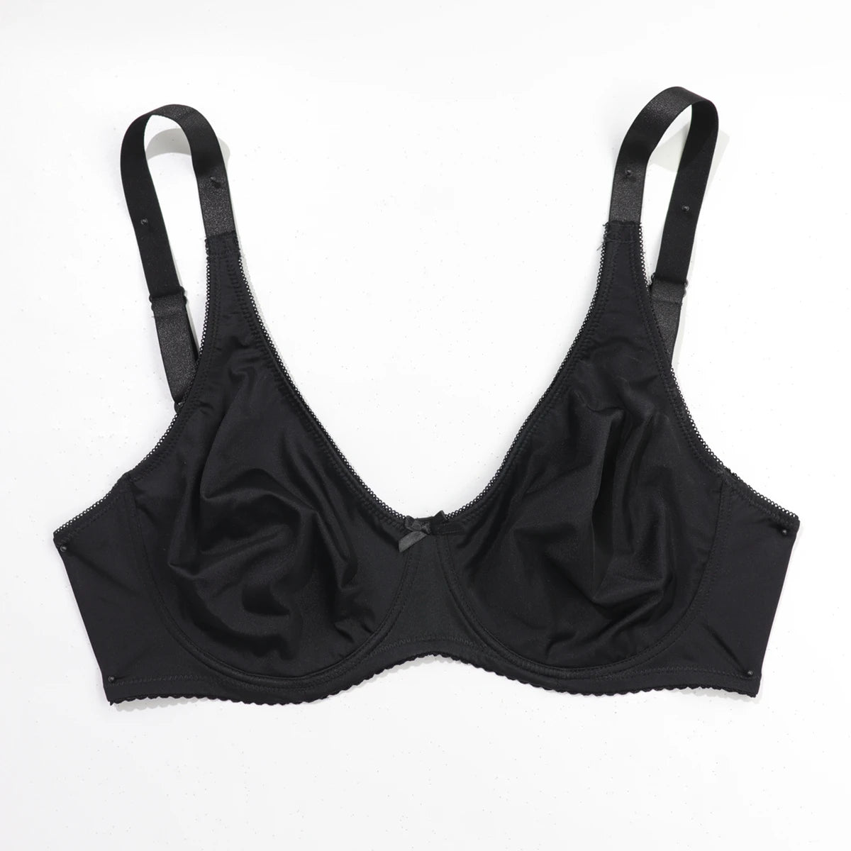 Beauwear Underwire Bra for Big Breasts by THONGSFORALL, unlined black bra, perfect for plus-size comfort and support.