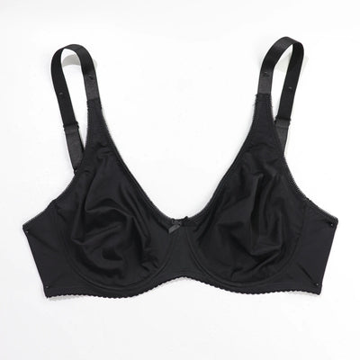 Beauwear Underwire Bra for Big Breasts by THONGSFORALL, unlined black bra, perfect for plus-size comfort and support.