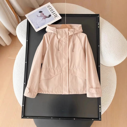 Women's Red Jacket Windproof Waterproof  2025 Casual Hooded Coat