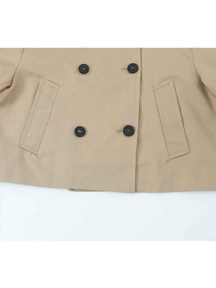 Women Jacket 2025 Autumn Winter Solid Color Long Sleeve Double-Breasted Windcoat style Jackets Coat Woman Casual New Outerwear