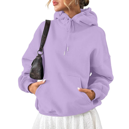 YHOPE Women's Hoodie Casual Fashion Long Sleeved Solid Color Hooded Hoodie