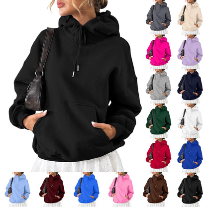 YHOPE Women's Hoodie Casual Fashion Long Sleeved Solid Color Hooded Hoodie