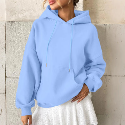 YHOPE Women's Hoodie Casual Fashion Long Sleeved Solid Color Hooded Hoodie