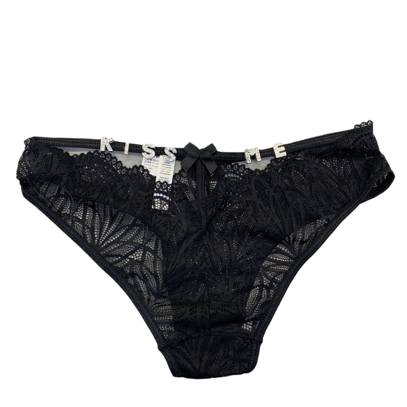 Women's Fashion Rhinestone Letter Full Sheer Thongs